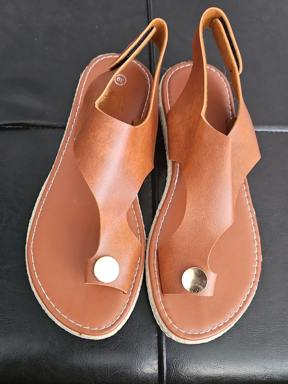 Women's Tan Leather Slingback Sandals Size 39 Equivalent To 8.5